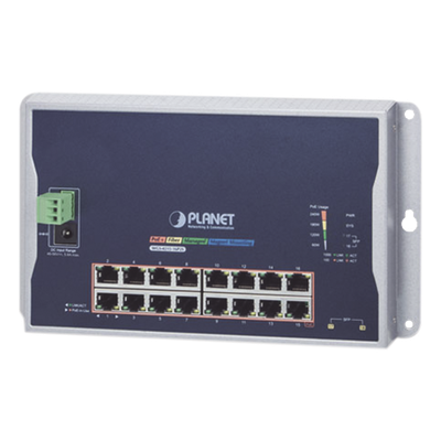 WGS-4215-16P2S - Switch Industrial Administrable Capa 2 de Pared / 16 Puertos PoE 802.3at Gigabit / 2 Puertos SFP / IP40 / -10 a 60 °C / 240W