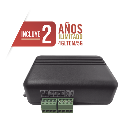 MQ03-LTE-M - Controlador 4G LTE / 4 Entradas Digitales / 2 Salidas 300 mA / 2 Años Datos Ilimitados / 100 Usuarios / Activación Remota / Notificaciones Push y Email