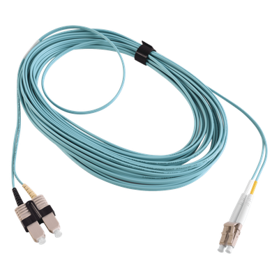FJ2-LCSC5L-10AQ - Jumper de Fibra Óptica / Multimodo 50/125 OM3 / LC-SC Duplex / OFNR / Aqua / 10 m (32.81 ft)