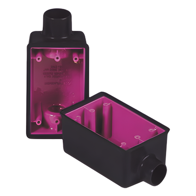 RR-0506-PC - Caja Rectangular / 3/4 Pulgada / 1 Entrada / Recubrimiento PVC 40 mils / Uretano Púrpura 2 mils / IK09