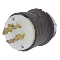 HUB-HBL-2411 - Clavija Industrial con Bloqueo de Media Vuelta / 20 A / 125/250 V CA / 3 Polos 4 Hilos / NEMA L14-20P / 2.75 in (69.85 mm) de Altura