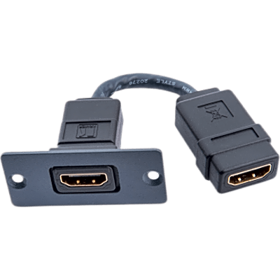 W-H(W-HDMI)(B) - Wall Plate Inserción HDMI / Espacio Simple / Conexión Frontal y Trasera / Diseño Pasivo / 5.05 x 5.80 x 2.34 cm