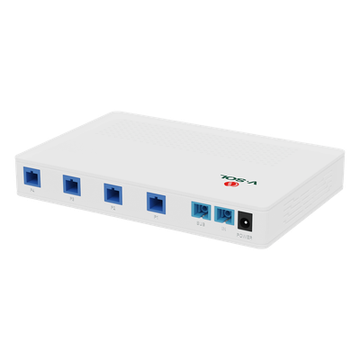 V1805PU - Splitter Activo 1x4 para Alimentación de 4 Dispositivos POF, 1 Puerto de cascadeo para continuidad, puertos SC/UPC