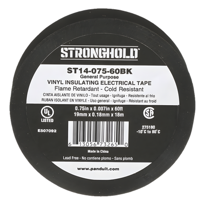 ST14-075-60BK - Panduit Cinta Eléctrica Aislar PVC ST14-075-60BK, 0.18mm Grosor, 19mm Ancho, 18m Largo