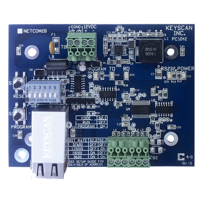 NETCOM2 - Convertidor RS232 a TCP/IP / 12 VDC / 30 m / RJ45 10/100 Base-T / 5 a 70 °C / 3.031' x 3.896'