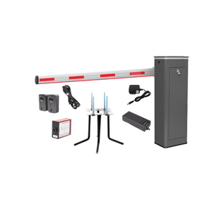 Kit COMPLETO Barrera Izquierda XBF Con Corona LED / Brazo Iluminado de 3M / Incluye Sensor de Masa, Transformador, Lazo Magnético, Ancla, Fotoceldas y