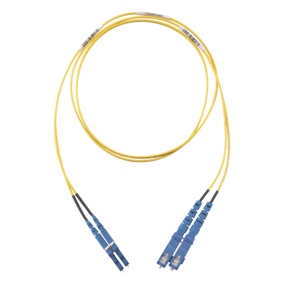 F92ERLNSNSNM005 - Jumper de Fibra Óptica / Monomodo OS2 9/125 / LC-SC Duplex / OFNR Riser / LSZH / 5 m (16.40 pies) / Amarillo