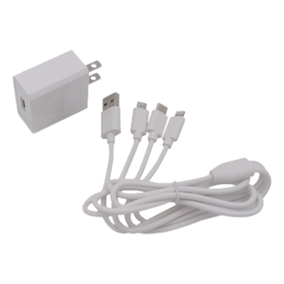 PL52C - Cargador de Pared USB / 3 Puertos / Salida 5 Vcc 2 A / Cable Extensor 1.2 m (3.9 ft) / Entrada Universal 100-240 Vca / Multi-conector