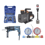 KITPROMIN - Kit profesional / Mini split / Bomba de vacío 2RS-2R-R32 / Manómetro HBSBZ6 / Kit Abocardado CT809 / Rotomartillo HR2630J / Broca PSTC02003