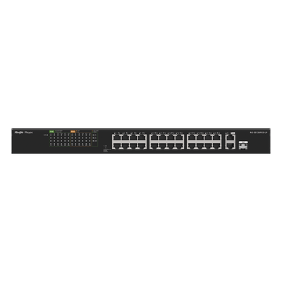 RG-ES126FGS-LP - Switch PoE+ No Administrable / 24 Puertos 10/100 PoE+ / 2 Uplinks Gigabit / 1 SFP Combo / 180W / 8.8 Gbps / 1U