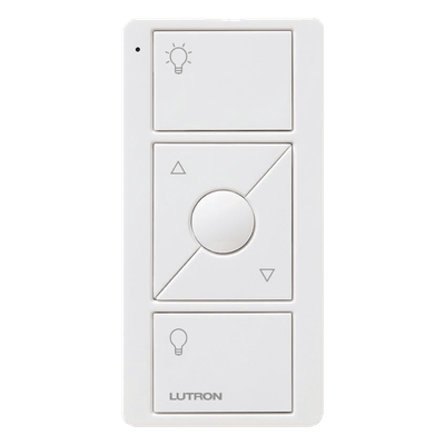 PJ23BRLWHL01R - Control remoto Pico / 3 botones con subir/bajar y favorito / RF 431-437 MHz / alcance 9 m entre muros / batería CR2032 10 años / Caseta, RadioRA 2, HomeWorks QS