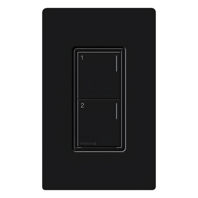 RRSTHN2BBL - Botonera de pared / Sunnata Híbrida / 2 botones / Dimmer-interruptor integrado / Requiere neutro / 150W LED-450W INC-HAL-ELV / Negro / RadioRA 3