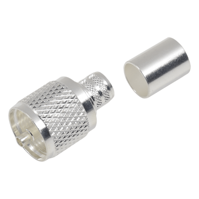 RFU-507-SI - Conector UHF Macho / Anillo Plegable / Cuerpo Bronce Plateado / Aislante Teflón / Compatibilidad LMR-400, 9913, CTN-400, 7810A, 8214, RG8/U, RFLASH-1113