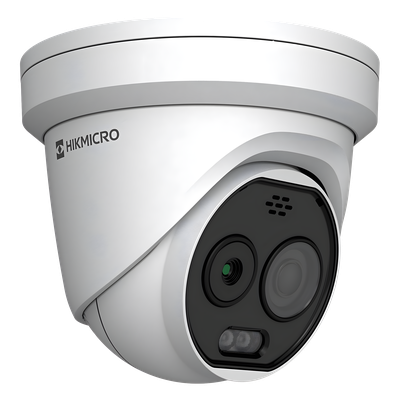 HM-TD1228T-2/G1/T3A - Cámara Turret IP Bi-espectral / Térmica 256×192 / Óptica 5 Megapixel / Detección de Temperatura -20°C a 650°C / Dual Light 30 m (98.4 ft) / IA Avanzada