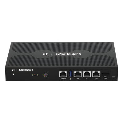 ER-4 - Router Edge / 4 Gbps / 3.4 Mpps / 3x RJ45 Gigabit + 1x SFP / 4-Core 1 GHz / 1 GB RAM / Rack 0.75 x 0.45 x 0.10 ft