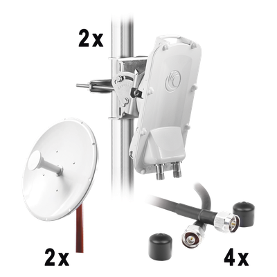 PTP550-KIT37 - Enlace Backhaul completo de alta capacidad, incluye: 2x PTP550CE, 2x NPTR3 (37 dBi), 4x Jumpers