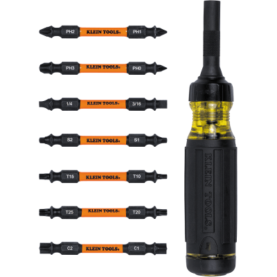Klein Tools Desarmador Multipunta 15 en 1 / Matraca de 3 Posiciones / Puntas Doble Extremo