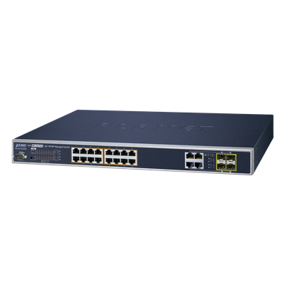 WGSW-20160HP - Switch Administrable 16 puertos 10/100/1000 802.3at PoE 230W y 4 puertos GigabitTP/SFP Combo
