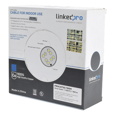 PRO-CAT-5E/100M - Cable UTP Cat5e / 4 Pares / 100% Cobre Calibre 24 / 100 MHz / 100 m (328 Pies) / Interior