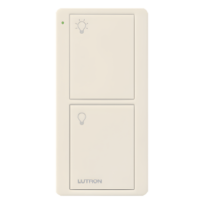 PJ22BGLAL01 - Control Inalámbrico RF / 2 Botones On/Off / Alcance 9 m (30 ft) / Integración con Atenuadores y Hubs / Montaje en Pared o Portátil / Acabado Gloss Light Almond