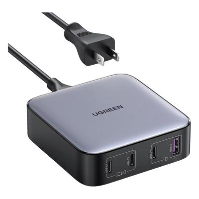 90736 - Cargador de Escritorio de 100W | 4 Puertos de Carga Rápida | 3 USB-C | 1 USB-A | Tecnología GaN II +SIC | Power Delivery 3.0 | Quick Charge 4.0 | Chip Confiable y Carga Inteligente | Optimiza la Experiencia de Carga