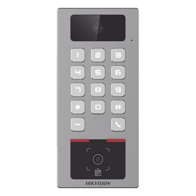 DS-K1T502DBWX-CQR-E1 - Teclado con Lector de QR / Cámara 2 Megapixel / Videoportero Multiapartamento / IP65 & IK09 / PoE / 2 Relays / Control de 2 Puertas