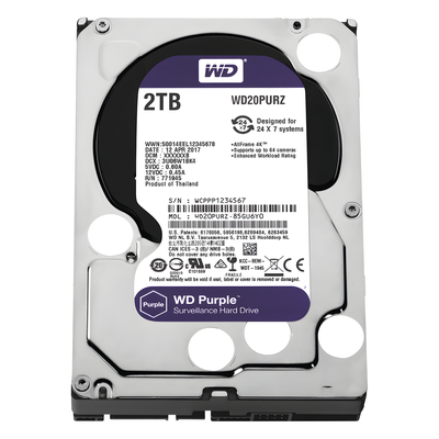WD20PURZ - Disco Duro PURPLE de 2TB / 3 AÑOS DE GARANTÍA / Para Videovigilancia