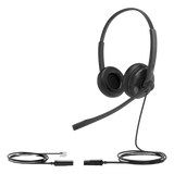 YHS34-DUAL - Diadema Alámbrica / Audio HD / Cancelación de Ruido Pasiva / Conexión QD a RJ9 / Almohadillas de Cuero / Brazo Flexible 330°