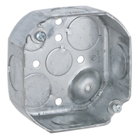 HUB-127 - Caja Octagonal de Montaje / 4 Pulgadas / 8 Entradas Combinadas 1/2" y 3/4" / Profundidad 1 1/2" / Acero Galvanizado