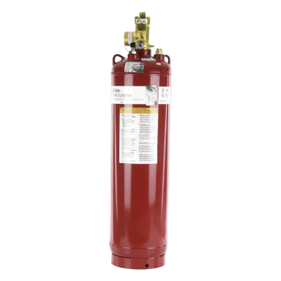 45-550201-001 - Cilindro con Válvula para Sistema de Agente Limpio / Capacidad 200 lb (90.7 kg) / Indicador de Nivel de Líquido / Acero con Pintura Roja / Aprobación UL ULC FM USCG