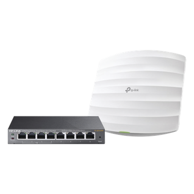 EAP-STARTER-KIT-245PE - Kit de access point EAP245 y switch PoE TL-SG108PE, doble banda AC, hasta 1750 Mbps, 1 puerto Gigabit