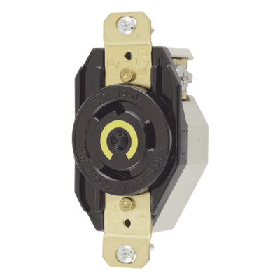 HUB-HBL-2610 - Receptáculo Industrial de Media Vuelta / 30 A / 125 V CA / 2 Polos 3 Hilos / NEMA L5-30R / 3.28 x 1.7 in