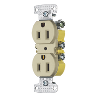 HUB-RR15I - Receptáculo Dúplex Residencial / 15A / 125V / 2 Polos 3 Hilos / NEMA 5-15R / 0.93' Profundidad / 4.19' Alto / 1.52' Ancho