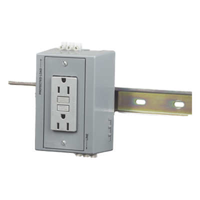 HUB-DRUB-GFI15 - Caja Utilitaria para Riel DIN / Contacto Dúplex GFCI 15 A / 125 V / NEMA 5-15R / 2 Polos / Gris
