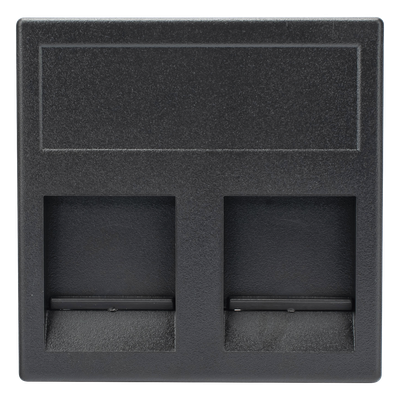 SM-2-KEY-N - Módulo de Placa con Guardapolvo / 2 Espacios Keystone RJ45 / 45×45 mm / 8.5 mm Profundidad / Compatible Cajas Teleblock y Ofiblock