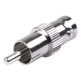 RFB-1140 - Adaptador Coaxial / BNC Hembra a RCA Macho / 50 Ohm / En Línea / Níquel-Plata-Delrin