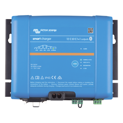 PSIP4312/30 - Cargador de Baterías / 12V 30A / IP43/IP22 / Bluetooth / 6 Etapas / 2 Salidas 1+1 / Plomo y Litio / 98.4 ft Uso Marino y Terrestre