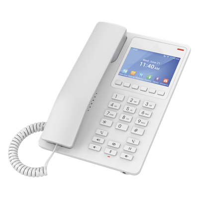 GHP630 - GHP630, Teléfono Hotelero IP Blanco, LCD Color 3.5", 2 SIP 2 líneas, GDMS, soporta PoE
