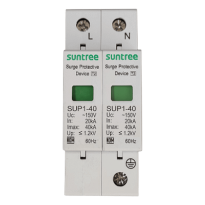 SUP1H40/220VAC/2P - Supresor de Picos Transitorios / 230 Vca / 2 Polos / Tiempo de Respuesta <20 ns / Clase II / Riel DIN 35 mm / -40°C a +80°C