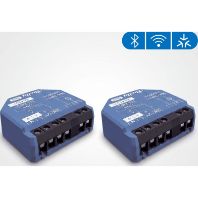 SHELLY1GEN3X2 - Relevador Inteligente Wi-Fi / 16A / Contacto Seco / 110-230V AC / 12-48V DC / Bluetooth