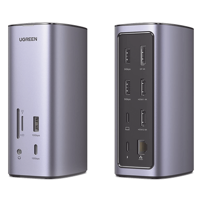 90325 - Docking Station USB-C 12 en 1 / 8K HDMI / 4K DisplayPort / USB 3.2 Gen 2 10Gbps / Gigabit Ethernet / Lector SD+MicroSD / Audio 3.5mm / PD 100W