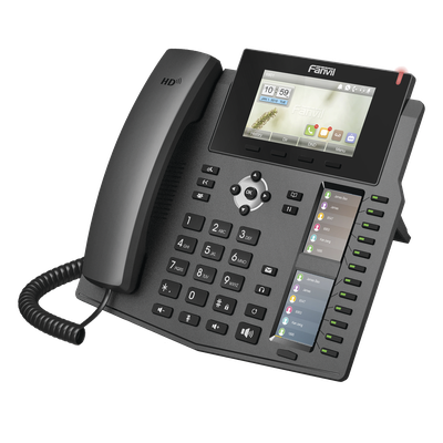 X6 - Teléfono IP empresarial para 20 líneas SIP, Voz HD, 3 Pantallas LCD a Color, 12 teclas BLF, PoE