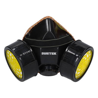 SYS-RESM2 - Respirador de Media Cara / Protección Nasal y Bucal / Doble Cartucho Intercambiable / 2 Cartuchos para Vapores Orgánicos / Válvula de Exhalación / Correa Elástica Ajustable