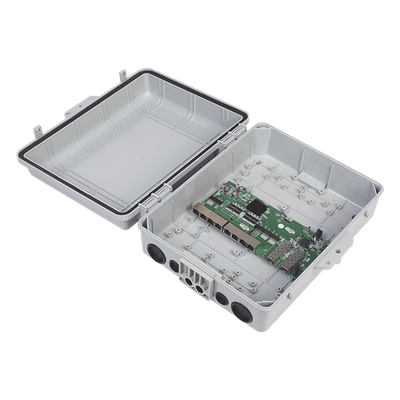 WI-PS310GFR-O - Switch PoE Inverso / 7x PoE In 24V / 1x PoE Out 24V 1A / 2x SFP / IP67 / 20 Gbps / 10.8x9.5x5.1 in