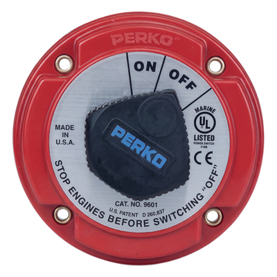 9601DP - Interruptor de Desconexión de Batería Marina / 250 A Continuos / 360 A Intermitentes / 6-32 VCC / Encendido Protegido / Desconexión de Alternador / Bloqueo con Llave