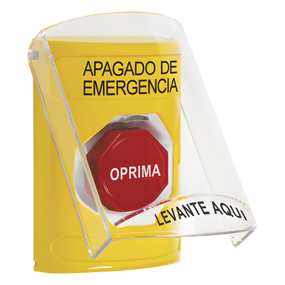 SS2222PO-ES - Botón de Emergencia / Tapa Policarbonato Resistente / Restablecimiento con Llave / LED Opcional / UL cUL ADA / Interior y Exterior