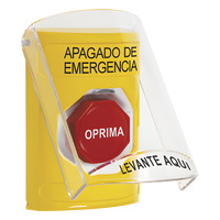 SS2222PO-ES - Botón de Emergencia / Tapa Policarbonato Resistente / Restablecimiento con Llave / LED Opcional / UL cUL ADA / Interior y Exterior