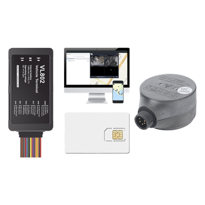 VL802KITFUEL - Kit localizador vehicular / 4G LTE / BLE / RS485 / Audio bidireccional / Sensor ultrasónico de combustible / SIM incluida