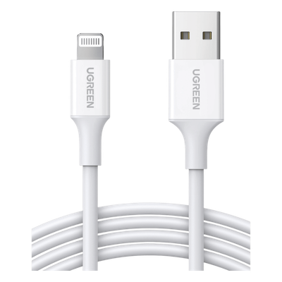 20728 - Ugreen cable USB 2.0 A lightning 2m, 5V/2.4A iPhone 7 / 7plus / 6S/ 6 / 6 Plus, iPhone 5s/5c/5, iPad Mini/Mini 2, iPad 1 m Blanco