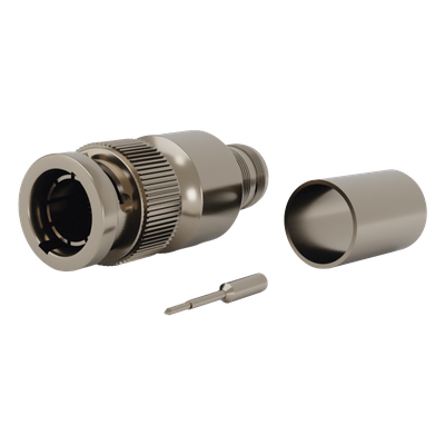 RFB-1707-R1 - Conector BNC Macho / 75 Ohm / Anillo Plegable / RG-11/U Grupo R1 / 25 mm / Níquel-Oro-Teflón